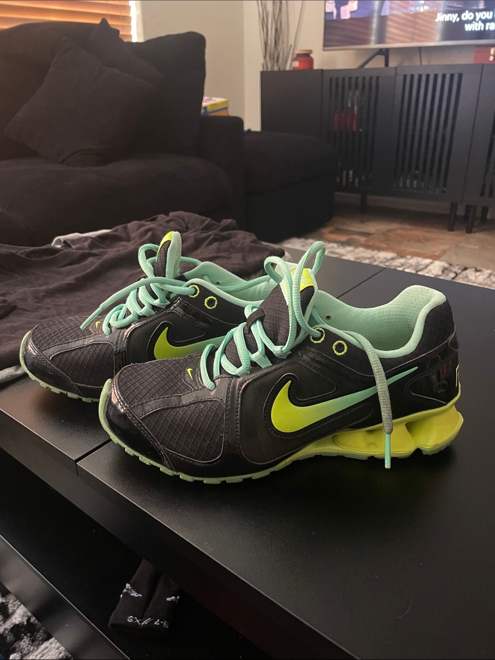 Nike Women's Black with Lime & Mint Athletic Running Shoes